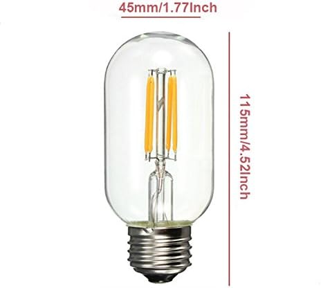 6 PAKET LED filament Ampul Kısılabilir T45 / T14 - 2W Şeffaf Cam Kapak Boru Şeklindeki LED Edison Ampul, E26 Taban,