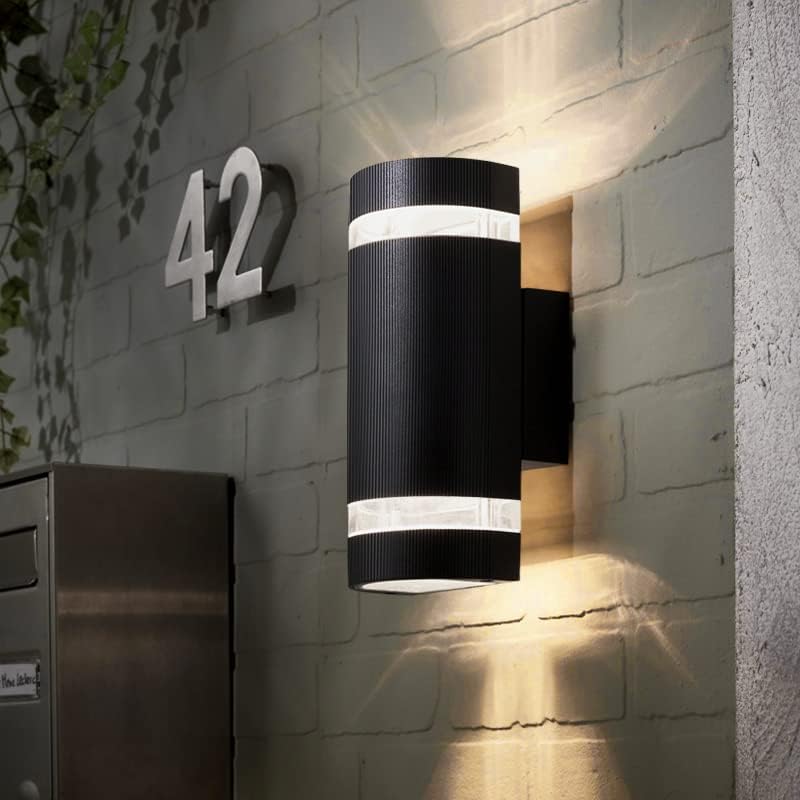 LUMİNTURS 14 W yarı-silindir LED ampul duvar aplik yukarı / aşağı dış ışık su geçirmez açık fikstür siyah saf beyaz