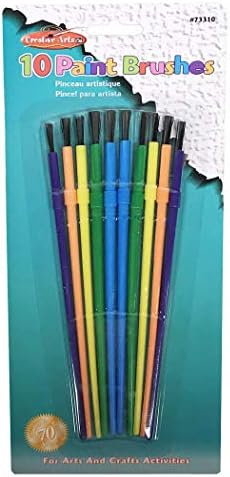 Charles Leonard Yaratıcı Sanatlar Plastik Sanatçı Fırçaları, Çeşitli Boyut ve Renkler, 10 / Paket
