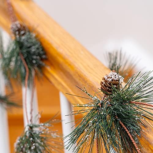 Süslü Çam Kozalağı ve İğneler Garland-Çam İğneleri ve Çam Kozalağı Rustik Tatil Noel Ağacı Doğal Garland Süslemeleri-6