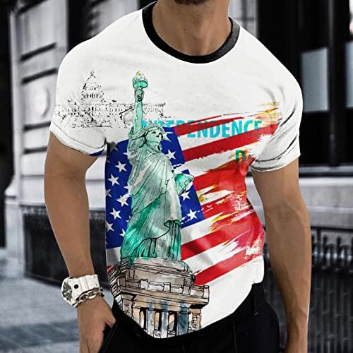 Yaz Egzersiz Gömlek Erkekler için Erkek Grafik Tees Casual Tshirt 3D 4 Temmuz Bayrağı Desen Vintage T T Shirt