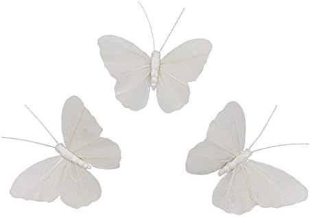 Berfutall-Tüy Kelebek Süslemeleri Tel üzerinde 12 adet Beyaz Zanaat Kelebek Seti .Parti Bahar Ev Dekorasyonu Çiçek