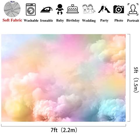 Kate Gizemli Renkli Gökkuşağı Bulutlar Fotoğraf Arka Planında 7x5ft Soyut Pembe Mavi Gökyüzü Bebek Mutlu Doğum Günü
