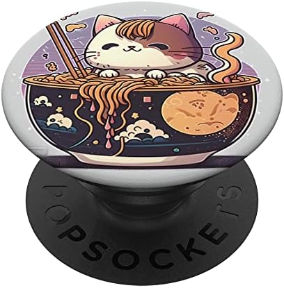 Kedi Komik Sevimli Kawaii Ramen Erişte Kedi PopSockets Değiştirilebilir PopGrip