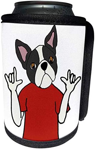 3dRose-Tüm Gülümsemeler Sanat-Hayvanlar-Komik Sevimli Boston Terrier Köpek İmzalama Seni Seviyorum İşaret Dili Çizgi