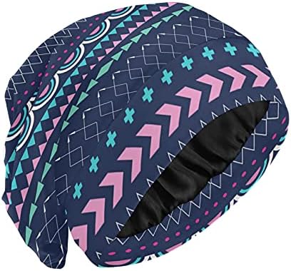 Kafatası Kap Uyku Kap Çalışma Şapka Bonnet Beanies Kadınlar için Bohemian Çiçek Çizgili Gökkuşağı Renkli Uyku Kap