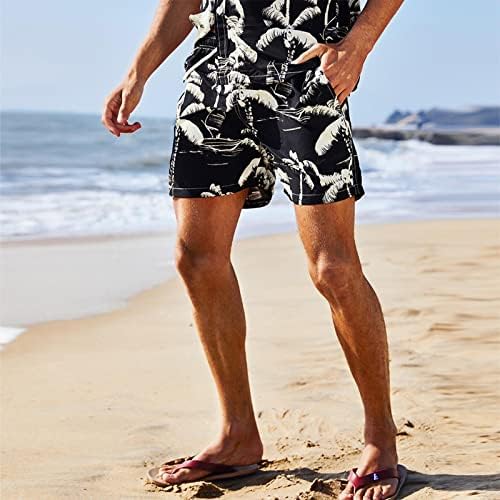 Replio Erkek Yaz Rahat Kurulu Şort Gevşek Fit İpli Hawaii Baskı Tatil plaj pantolonları Sandıklar Cep Moda Rahat