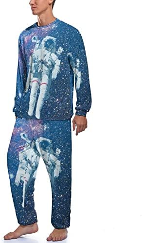 Astronot Uzay erkek Pijama Takımı Uzun Kollu Kazak Pijama Yumuşak Salon Seti Pjs Ev Seyahat için