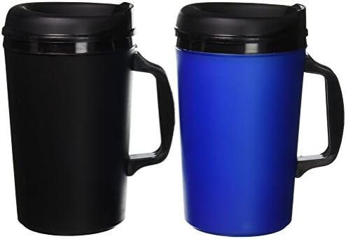 ThermoServ 2 Köpük Yalıtımlı Kahve Kupaları 34 oz (1) Mavi ve (1) Siyah