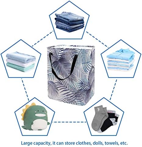 Mor palmiye Yaprakları Baskı Katlanabilir çamaşır sepeti, 60L Su Geçirmez çamaşır sepetleri Çamaşır Kutusu Giysi
