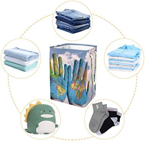 19.3 Bağlantısız çamaşır sepeti Kirli Giysiler Sepet Katlanabilir Ev Kreş Üniversite Daire Ofis Dünya Haritası El
