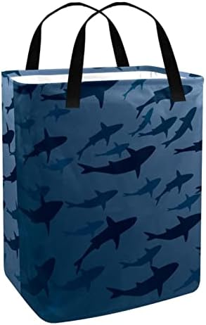 Köpekbalığı Sürüsü Siluet Baskı Katlanabilir çamaşır sepeti, 60L Su Geçirmez çamaşır sepetleri Çamaşır Kutusu Giysi