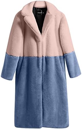 Tunik Loungewear Uzun Kollu Ceket Kadınlar için Modern Kış Fit Yaka Kabarık Hırka Colorblock Sıcak
