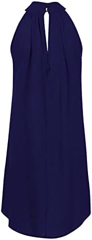 Kadın Halter Mini Elbiseler Yaz Casual düz renk kolsuz bluz elbise Kolsuz Pilili Kısa Plaj Elbise