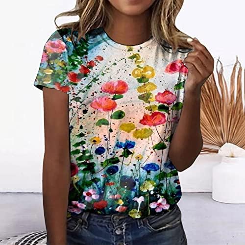 Kanıem Bayan Üstleri yazlık gömlek Moda Kelebek Baskı Kısa Kollu Tees Casual Crewneck T-Shirt Vintage Tees Bluzlar