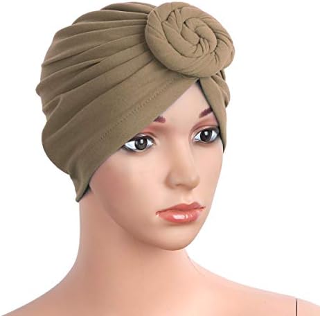 YiZYiF Kadın Türban Şapka Yumuşak Pamuk Önceden Bağlı Düğümlü Headwrap Bonnet Bere Şapkalar Kemo Kap Saç Dökülmesi