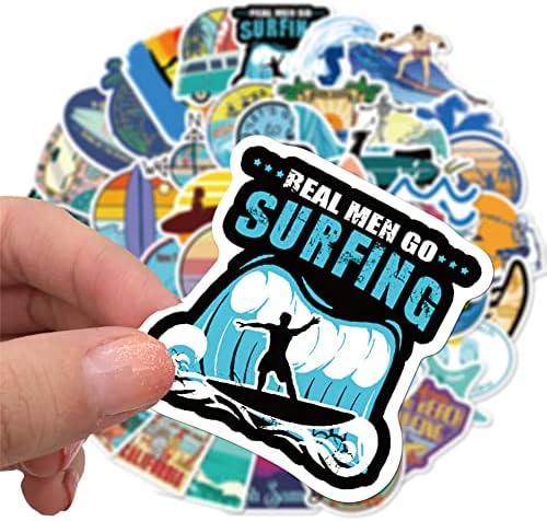ENGOOFİNE Sörf Çıkartmaları 50 adet Vinil Su Geçirmez Sörf Tahtası Etiket Paketi Su Şişesi Laptop için Gitar Kaykay