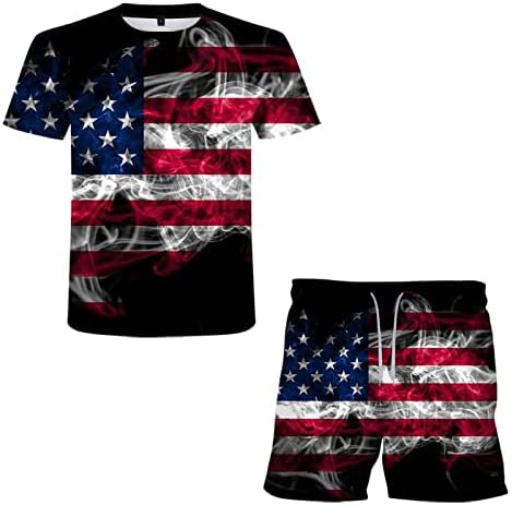 DOUHEN Anma Günü Kıyafet Yaz erkek Bayrağı Spor 3D Günü Baskı Takım Elbise Bağımsızlık Amerikan Erkek Takım Elbise
