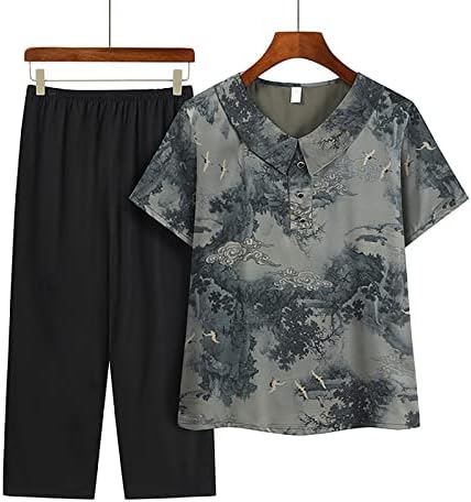 2 Parça yaz kıyafetleri Kadınlar için Artı Boyutu Rahat Gevşek Fit Yaşlı Kadınlar Egzersiz Kıyafetleri Kısa Kollu