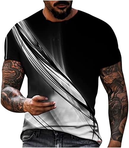 Erkekler 3D Baskı T-Shirt, Erkek Yaz Rahat Günlük Üstleri Kısa Kollu Yuvarlak Boyun Tees Casual Serin Atletik Tshirt