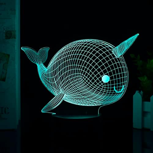 Çocuklar için JSDECOR gece ışıkları okyanus balina Illusion 3D Gece Lambası başucu lambası Uzaktan kumanda ile değişen