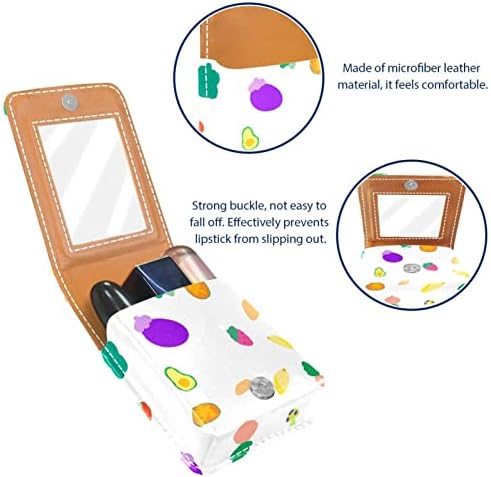 ORYUEKAN Ruj Kılıfı Ayna ile Sevimli Taşınabilir Makyaj Çantası kozmetik torbası, Karikatür Sebze Mantar Turp Domates