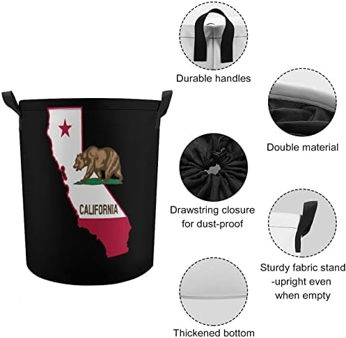 Kaliforniya Ayı Bayrağı Harita Katlanabilir çamaşır sepeti Büyük çamaşır Sepeti Hafif Depolama Sepeti Oyuncak Organizatör