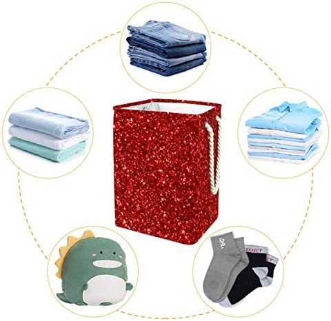 19.3 Bağlantısız çamaşır sepeti Kirli Giysiler Sepet Katlanabilir Ev Kreş Üniversite Daire Ofis Kırmızı Glitter Sequins