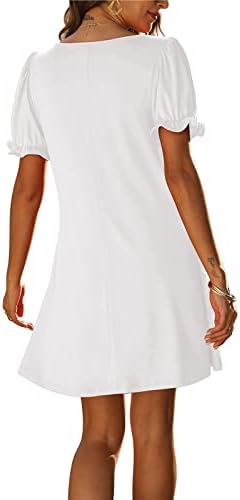 Kadınlar için yaz Elbiseler 2023, düğün Konuk Elbiseler Kadınlar için Düz Renk V Yaka Petal Kollu Kısa Kollu Beyaz