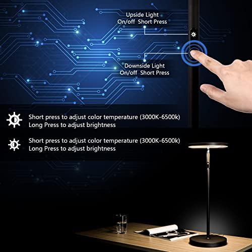 ACODO Zemin lambası, LED Modern Çift Taraflı Aydınlatma Okuma Lambaları,Ayarlanabilir Yükseklik 4 Renk Sıcaklığı