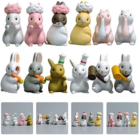 NUOBESTY Kek Dekorasyon 12 Adet Minyatür Bunny Şekil Paskalya Kek Cupcake Toppers Paskalya Süsler Tavşan Minyatür