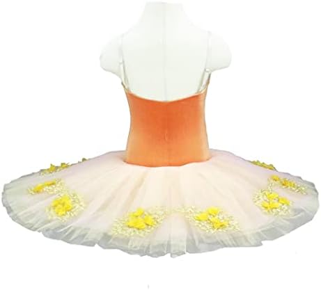 PDGJG Klasik Bale Kız Turuncu Profesyonel Yetişkin Performans Gözleme bale kostümü (Renk: Resim Rengi, Boyut: XL