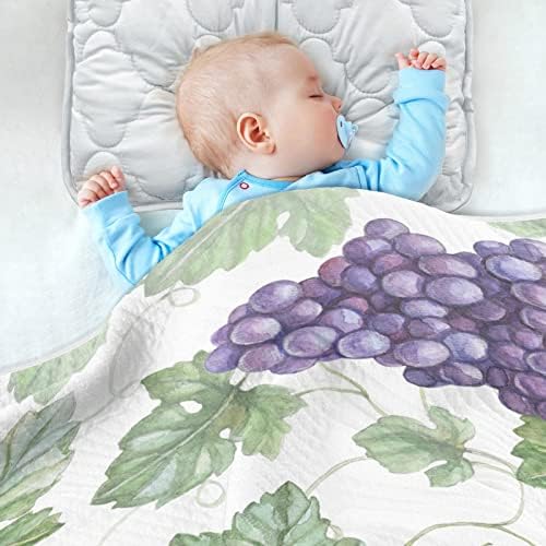 Kundak Battaniyesi Üzüm Meyveleri Bebekler için Pamuklu Battaniye, Battaniye Alma, Beşik için Hafif Yumuşak Kundak