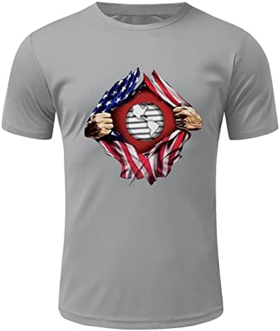 UBST erkek Yurtsever Kısa Kollu T-Shirt, Yaz Amerikan Bayrağı Baskı Crewneck Rahat Gevşek Moda Temel Tee Tops