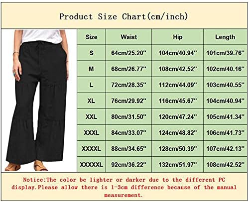 %2023 Pamuk Keten Pantolon, Elastik Yüksek Bel Geniş Bacak Gevşek Fit Ayak Bileği Uzunluğu Düz Renk Yoga Uzun cepli