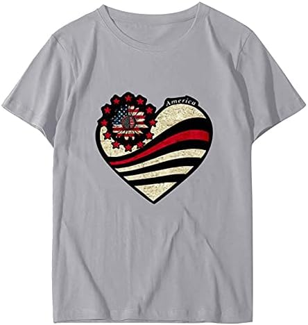 Vatansever Gömlek Kadınlar için Amerikan Bayrağı T-Shirt Yaz Casual Tops Kısa Kollu Tee Gömlek Kravat Boya Rahat