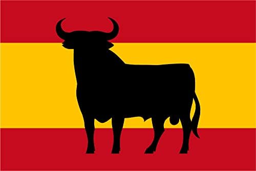 İspanya bayrağı boğa etiket çıkartma 5 x 3