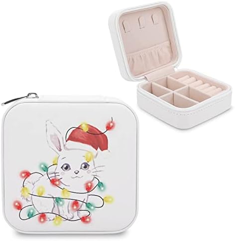 Noel ışıkları sevimli tavşan küçük seyahat mücevher Kutusu organizatör Ekran saklama kutusu yüzük küpe kolye Noel