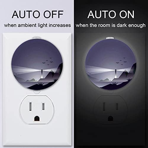 2 Paket Plug-in Gece Lambası LED Gece Lambası Deniz Feneri Koyu Deniz Alacakaranlıktan Şafağa Sensörü Çocuk Odası,