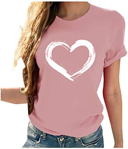 Yaz Üstleri Kadınlar için 2023 Gevşek Fit Tişörtleri Kısa Kollu Crewneck Bluzlar Moda Rahat Tunik Sevimli Tee Gömlek