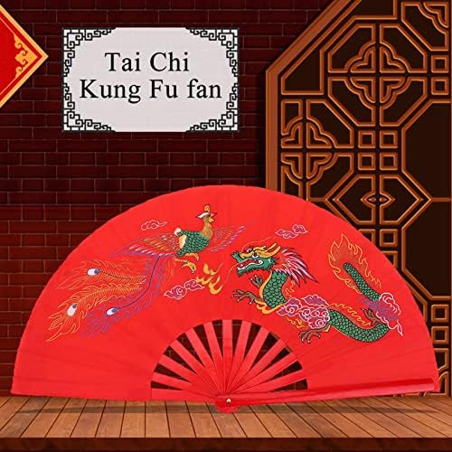 Sağ El Wushu Dans Uygulama Eğitimi Fan, Çin Tai Chi Katlanır Fan, Kırmızı Tai Chi Dövüş Sanatları Kung Fu Bambu Fan,