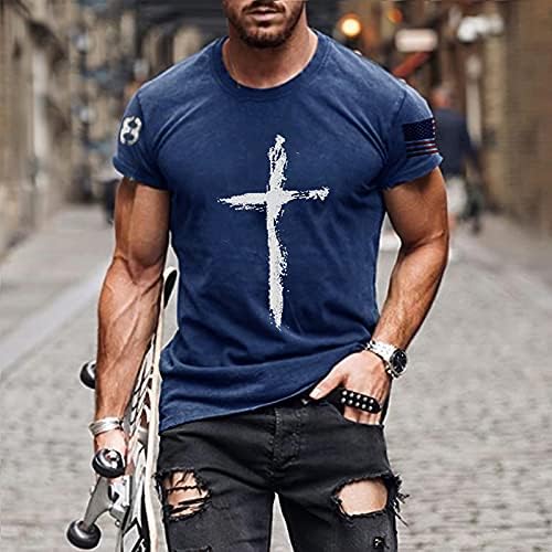 Erkek Vintage Yağlıboya İnanç İsa Çapraz Baskı Rahat T-Shirt Mesih bisiklet Yaka Kazak Kısa Kollu Gömlek Erkekler