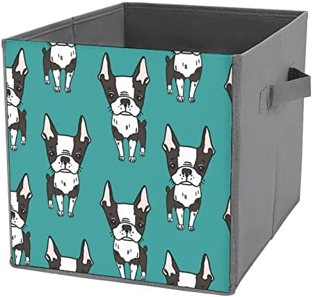 Boston Terrier Köpekler Katlanabilir eşya kutuları Küpleri Organizatör Moda Kumaş saklama kutuları Ekler Küp Çekmeceli