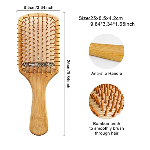 Dolaşık açıcı, Doğal Bambu Ahşap Saç Fırçası ve Tarak Seti-Unisex, Tüm Saç Tipleri için, Çocuklar için harika, Seyahat