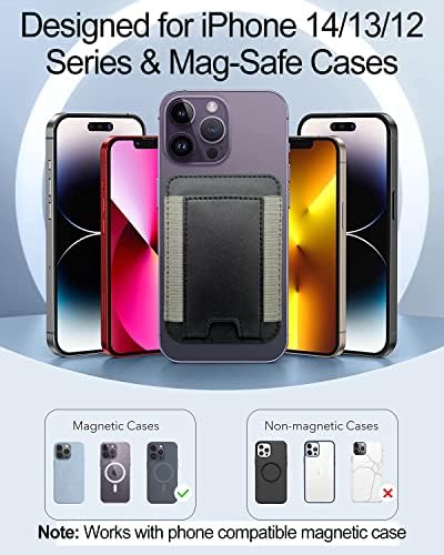 Magsafe ile Apple iPhone için Manyetik Cüzdan Kart Tutucu, iPhone için Cüzdan 14 / 13 / 12 Serisi, Deri Mag Güvenli