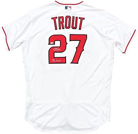 Mike Trout Angels İmzalı Keçi Yazılı Otantik Nike Beyaz Forma MLB Holo İmzalı MLB Formaları