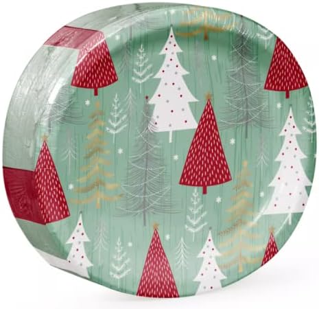 IM Özelleştirme Tek Kullanımlık Noel Partisi Malzemeleri (Süslü Noel Ağaçları, Oval Kağıt Tabaklar 10 x 12, 55 -