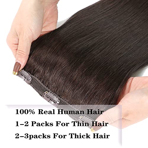 Koyu Kahverengi Saç Uzantıları Klip İnsan Saç 22 İnç 7 Adet 120g Çift Atkı Yumuşak Kalın İnsan Saç Uzantıları 100