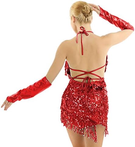 zdhoor Kadın Sequins Seksi Latin Dans Elbise Sparkle Püskül Saçak Salsa Tango Rumba Balo Salonu dans kostümü