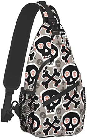 fosgzıf Crossbody Çanta Sling Omuz Sırt Çantası Erkekler Kadınlar için Kafatası Unisex Küçük yürüyüş sırt çantası